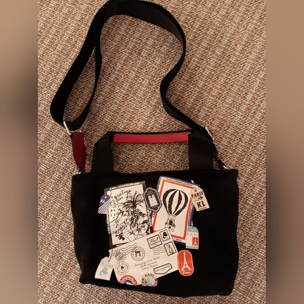 Stylish Black Men's Bag with Graphic Accents